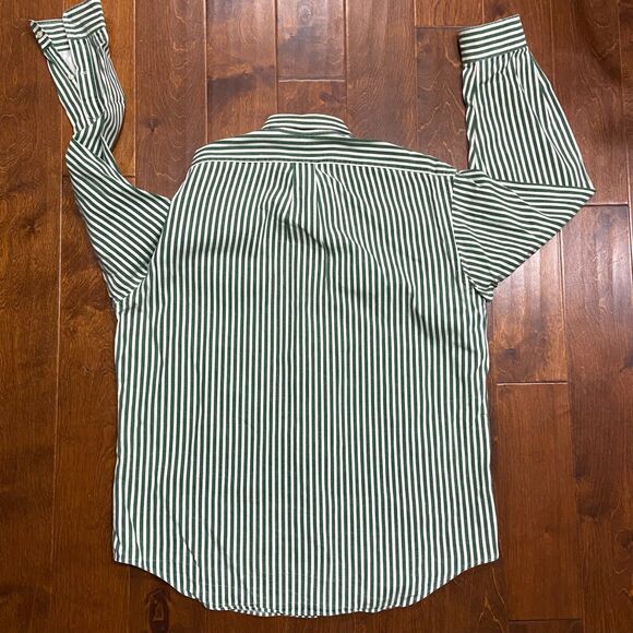 Polo by Ralph Lauren Green and White Striped Casual Button Down Shirt - Picture 5 of 8